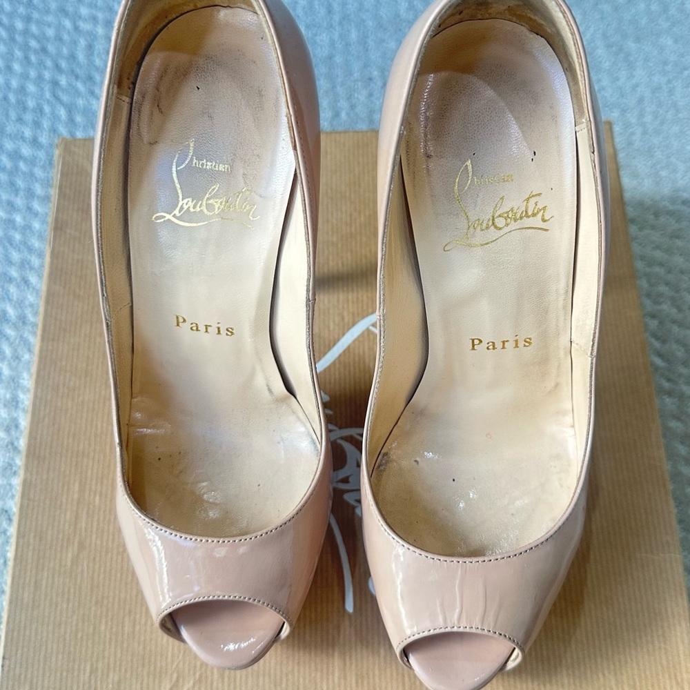 Christian Louboutin Blush Nude Lady Peep Toe Heels 150